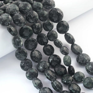 1  Strand Shaded Emerald Faceted Briolettes  -Coin Shape Briolettes  12mmx15mm - 10.5 Inches BR1037