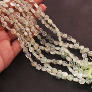 1 Strand Prehnite Faceted Briolettes - Prehnite coin Shape Beads 7mm-9mm 8.5 Inches BR1012