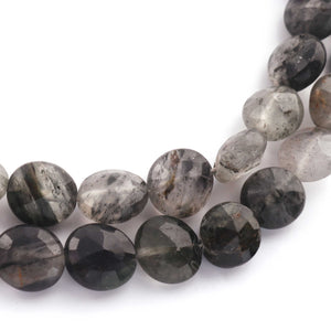 1 Strands Black Rutile Faceted Coin shape  Briolettes, , Black Rutile Briolettes 9mmx9mm-13mmx12mm 9 Inches BR755