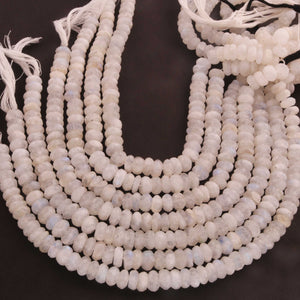 1 Strand White Rainbow Moonstone Faceted Rondelles -Roundel Beads 9mm 10.5 Inches BR753