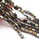 1 Strand Black Spinel Golden Coated  Faceted Chicklet / Rectangle Briolettes 6mmx4mm 8 Inches BR716