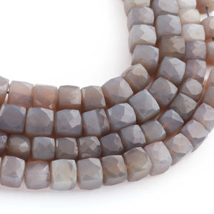 1 Strands Excellent Quality Gray Moonstone Faceted Cube Briolettes - Box Shape Beads 7mm-8mm 9 Inches BR740