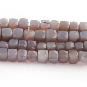 1 Strands Excellent Quality Gray Moonstone Faceted Cube Briolettes - Box Shape Beads 7mm-8mm 9 Inches BR740