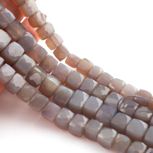 1 Strands Excellent Quality Gray Moonstone Faceted Cube Briolettes - Box Shape Beads 7mm-8mm 9 Inches BR740