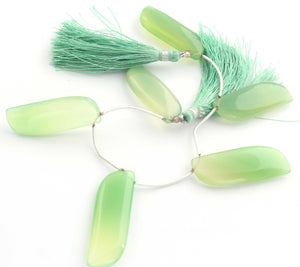 1 Strand Green Chalcedony Faceted Fancy Shape Briolettes - Jewelry Making Supplies - 33mmx13mm-39mmx13mm 6.5 Inch BR749