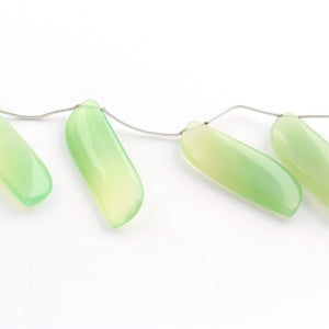 1 Strand Green Chalcedony Faceted Fancy Shape Briolettes - Jewelry Making Supplies - 33mmx13mm-39mmx13mm 6.5 Inch BR749