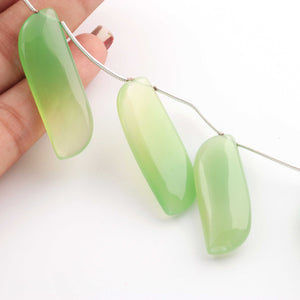 1 Strand Green Chalcedony Faceted Fancy Shape Briolettes - Jewelry Making Supplies - 33mmx13mm-39mmx13mm 6.5 Inch BR749