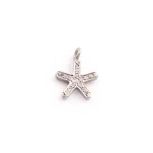 1 Pc Pave Diamond Star Charm Over 925 Sterling Silver Single Bail Pendant - Star Pendant 9mmx6mm Pdc1099