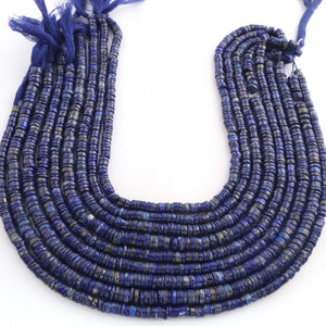 1 Strand Lapis Lazuli Smooth Heishi Wheel Briolettes - Semi Precious Gemstone Briolettes  -5mm- 7mm -13 Inches BR01255