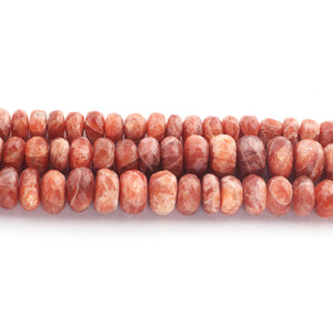 1 Long Strand Sun Stone Faceted Rondelles  -Semi Precious GemStone Rondelles Beads 6mm-11mm - 14 Inches- BR670