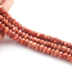 1 Long Strand Sun Stone Faceted Rondelles  -Semi Precious GemStone Rondelles Beads 6mm-11mm - 14 Inches- BR670