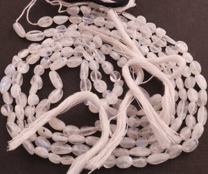 1 Strand White Rainbow Moonstone Smooth Briolettes  -Oval Shape Briolettes  5mmx5mm - 13mmx5mm- 13 Inches BR1385