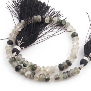 1  Strand Black Rutile Faceted Rondelles -Semi Precious GemStone  Rondelles Beads 4mm-6mm- 8 Inches BR01868