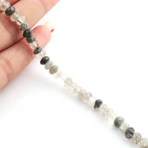 1  Strand Black Rutile Faceted Rondelles -Semi Precious GemStone  Rondelles Beads 4mm-6mm- 8 Inches BR01868