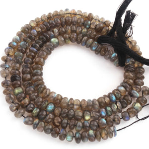 1 Long Strand Labradorite Smooth Roundelles - Labradorite Plain Rondelles Beads 6mm-8mm 16 Inches BR847