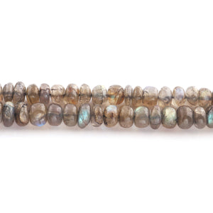 1 Long Strand Labradorite Smooth Roundelles - Labradorite Plain Rondelles Beads 6mm-8mm 16 Inches BR847