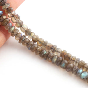 1 Long Strand Labradorite Smooth Roundelles - Labradorite Plain Rondelles Beads 6mm-8mm 16 Inches BR847