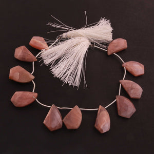 1 Strand Peach Moon Stone Faceted Briolettes Fancy Shape Briolettes  10mmx11mm-19mmx30mm- 9 Inches BR01480 - Tucson Beads