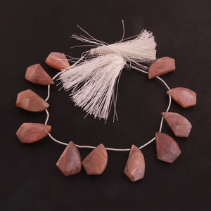 1 Strand Peach Moon Stone Faceted Briolettes Fancy Shape Briolettes  10mmx11mm-19mmx30mm- 9 Inches BR01480 - Tucson Beads