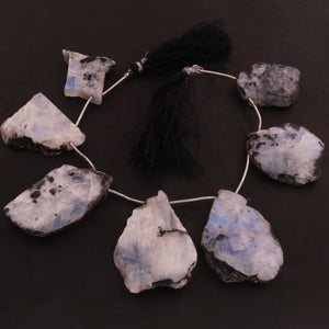 1 Strand White Labradorite Smooth Briolettes - Fancy Shape  Briolettes -24mmx30mm- 32mmx46mm -9 Inches BR01509 - Tucson Beads