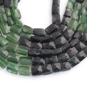 1 Strands Seraphinite Faceted Rectangle Briolettes - Chicklet Beads 9mmx7mm-12mmx7mm 8 Inch BR868