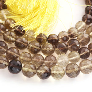 1 Strand Bio Lemon Quartz & Smoky Quartz Faceted Rondelle -Rondelle Beads 7mm-9mm 8 Inches BR863