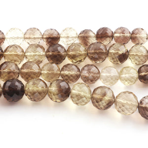 1 Strand Bio Lemon Quartz & Smoky Quartz Faceted Rondelle -Rondelle Beads 7mm-9mm 8 Inches BR863