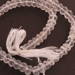 1 Strand Crystal Quartz Faceted Rondelles Beads - Crystal Quartz Roundelle Beads 6mm-7mm 10 inches BR869