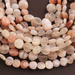 1 Strand Multi Moonstone Faceted Coin Briolettes - Multi Moonstone Coin Beads 6mmx7mm-12mmx12mm 8 Inch BR819