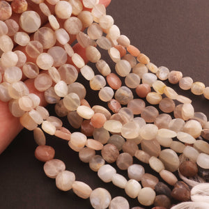 1 Strand Multi Moonstone Faceted Coin Briolettes - Multi Moonstone Coin Beads 6mmx7mm-12mmx12mm 8 Inch BR819