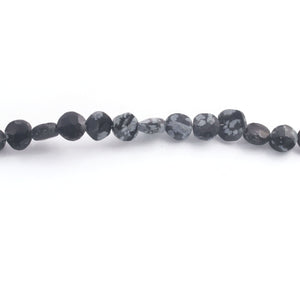 1 Strand Black Snow Flake Faceted Coin Briolettes - Black Snow Coin Beads 7mm 8.5 inches BR1081