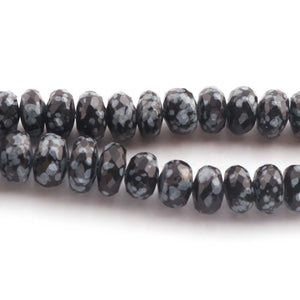 1 Strand Snow Flake Obsidian Faceted Rondelles , Snow Flake Round Beads, 10mm-11mm 8 Inches BR817