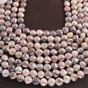 1 Long Strand Shaded Grey Silverite Faceted Briolettes - Heart Shape Beads - 8mm-9mm 15 Inches BR838