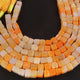 1 Strand Shaded Orange Opal Smooth Cube Briolettes - Box Shape Gemstone Beads 6mm-8mm- 8 Inches BR03383 - Tucson Beads