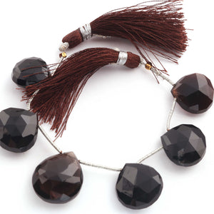 1 Strand Smoky Quartz Faceted Heart Shape Baeds Briolettes - Smoky Briolettes 19mmX18mm-22mmx18mm 5 Inches BR221