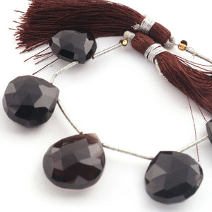 1 Strand Smoky Quartz Faceted Heart Shape Baeds Briolettes - Smoky Briolettes 19mmX18mm-22mmx18mm 5 Inches BR221