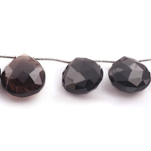 1 Strand Smoky Quartz Faceted Heart Shape Baeds Briolettes - Smoky Briolettes 19mmX18mm-22mmx18mm 5 Inches BR221