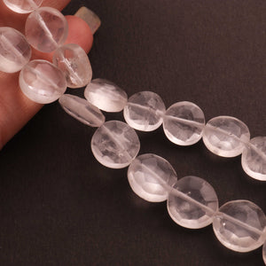 1  Strand Crystal Quartz Faceted   Briolettes -Coin Shape  Briolettes  8mmx12mm-8 Inches BR803