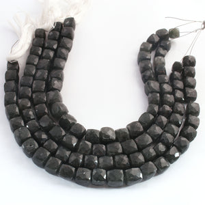 1 Strand Grey Jasper Faceted Briolettes - cubes Shape Briolettes -7mmx8mm- 8.5Inches BRbr1048