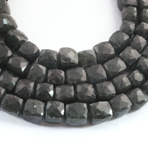 1 Strand Grey Jasper Faceted Briolettes - cubes Shape Briolettes -7mmx8mm- 8.5Inches BRbr1048