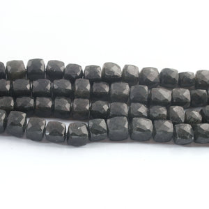 1 Strand Grey Jasper Faceted Briolettes - cubes Shape Briolettes -7mmx8mm- 8.5Inches BRbr1048