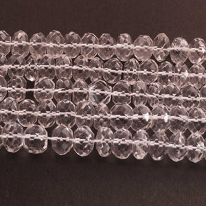 1 Strand Crystal Quartz Faceted Rondelles Beads 9-10mm 14 Inches BR886