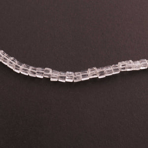 2 Strands Crystal Quartz Smooth Cube Beads Briolettes  - Box Shape Baeds 4mmx4mm 8 Inch BR896