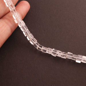 2 Strands Crystal Quartz Smooth Cube Beads Briolettes  - Box Shape Baeds 4mmx4mm 8 Inch BR896