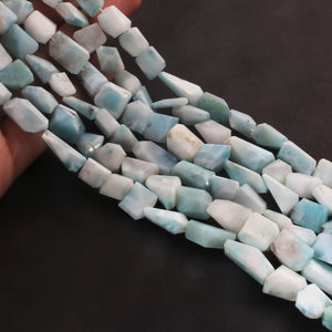 1 Long Strand Larimar Faceted  Nugget Briolettes  - Faceted Briolettes  11mmx9mm & 12mmx8mm 14 Inches long BR1054