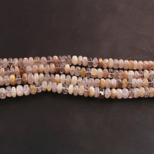 1 Strand Golden Rutile Smooth Rondelles - Golden Rutile Smooth Roundelle Beads 6mm-7mm 9 Inches BR1060