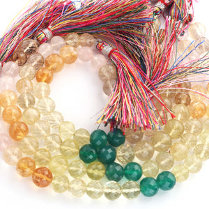 1 Strands  Mix Stone Faceted Ball Beads - Gemstone Ball Beads  7mm-10mm  8 Inches BR982