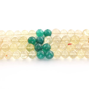 1 Strands  Mix Stone Faceted Ball Beads - Gemstone Ball Beads  7mm-10mm  8 Inches BR982