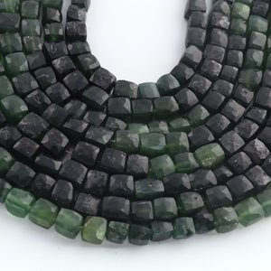 1 Strand Serpentine Faceted Cube Briolettes - Box Shape Gemstone Beads - 5mm-7mm- 8 Inches BR03435 - Tucson Beads