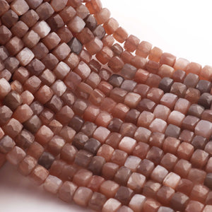 1 Strand Chocolate Moonstone Faceted Cube Briolettes - Box shape Beads -6mm-7mm- 10 Inches BR03428 - Tucson Beads